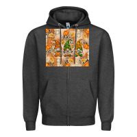Charcoal Heather Fall with Gnomes Zipper Hoodie - texasbilliewilder