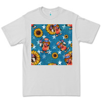 Dove Grey 4th of july sunflowers hotdog seamless pattern Premium Tee - BundleAndBundleShop