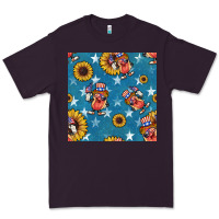 Plum 4th of july sunflowers hotdog seamless pattern Premium Tee - BundleAndBundleShop