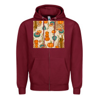 Burgundy Fall Pumpkins Zipper Hoodie - texasbilliewilder