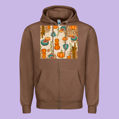 Fall Pumpkins Zipper Hoodie Designed By Texasbilliewilder