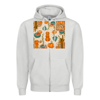 Dove Grey Fall Pumpkins Zipper Hoodie - texasbilliewilder
