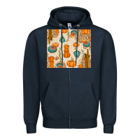 Navy Fall Pumpkins Zipper Hoodie - texasbilliewilder