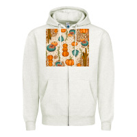 Oatmeal Heather Fall Pumpkins Zipper Hoodie - texasbilliewilder
