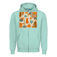 Seafoam Fall Pumpkins Zipper Hoodie - texasbilliewilder