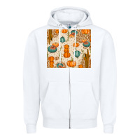 White Fall Pumpkins Zipper Hoodie - texasbilliewilder