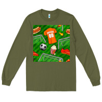 Army Green soccer ball uniform and shoes seamless pattern Long Sleeve Tee - BundleAndBundleShop