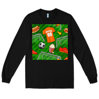 Black soccer ball uniform and shoes seamless pattern Long Sleeve Tee - BundleAndBundleShop