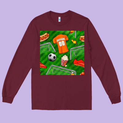 Soccer Ball Uniform And Shoes Seamless Pattern Long Sleeve Tee Designed By Bundleandbundleshop