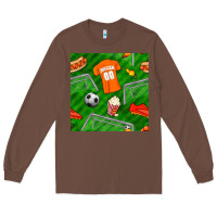Chestnut soccer ball uniform and shoes seamless pattern Long Sleeve Tee - BundleAndBundleShop