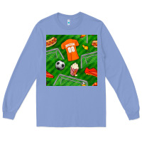 Colony Blue soccer ball uniform and shoes seamless pattern Long Sleeve Tee - BundleAndBundleShop