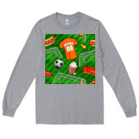 Heather Grey soccer ball uniform and shoes seamless pattern Long Sleeve Tee - BundleAndBundleShop