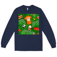 Navy soccer ball uniform and shoes seamless pattern Long Sleeve Tee - BundleAndBundleShop