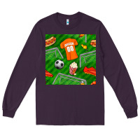 Plum soccer ball uniform and shoes seamless pattern Long Sleeve Tee - BundleAndBundleShop