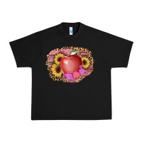 Black apple sunflower back to school background Urban Heavy Tee - AdoDesignShop
