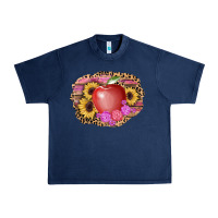 Navy apple sunflower back to school background Urban Heavy Tee - AdoDesignShop