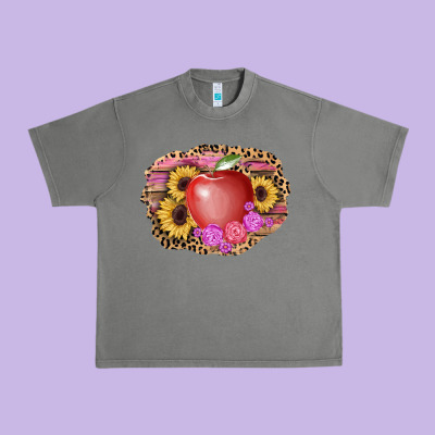 Apple Sunflower Back To School Background Urban Heavy Tee Designed By Adodesignshop
