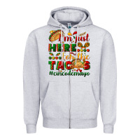 Heather Grey I'm just here for the tacos #cincodemayo Zipper Hoodie - NancyCooperArtShop