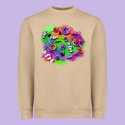 Halloween Candy Patches Heavyweight Sweatshirt Designed By Bundleandbundleshop