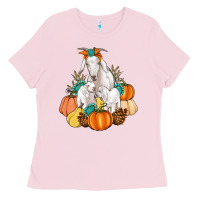 Bubblegum Pink Goat family fall pumpkins gemstone Ladies Tee - Artiststas