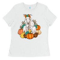 White Goat family fall pumpkins gemstone Ladies Tee - Artiststas