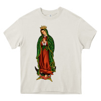 Cream our lady of guadalupe Heavy Core Tee - JahusDesignShop