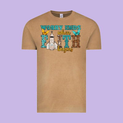 Worry Ends When Faith Begins Vintage Tee Designed By Nancycooperartshop