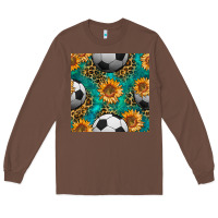 Chestnut soccer balls and sunflowers with leopard and gemstone seamless pattern Long Sleeve Tee - BundleAndBundleShop