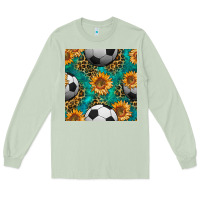 Matcha soccer balls and sunflowers with leopard and gemstone seamless pattern Long Sleeve Tee - BundleAndBundleShop