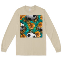 Mushroom soccer balls and sunflowers with leopard and gemstone seamless pattern Long Sleeve Tee - BundleAndBundleShop