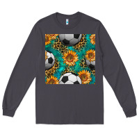 Smoke soccer balls and sunflowers with leopard and gemstone seamless pattern Long Sleeve Tee - BundleAndBundleShop