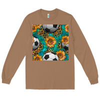 Toasted Coconut soccer balls and sunflowers with leopard and gemstone seamless pattern Long Sleeve Tee - BundleAndBundleShop