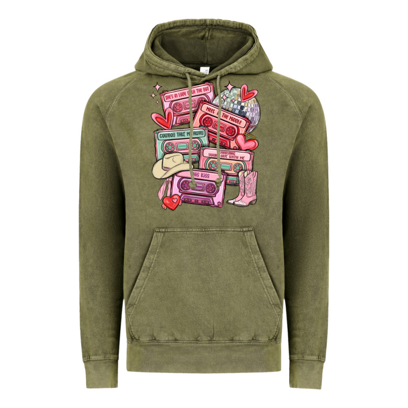 Valentines Day Cassette Tapes Vintage Hoodie by MaliasSmallBusiness | Teevron