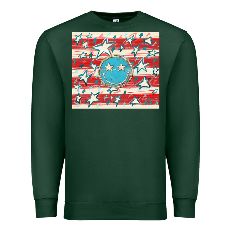 America Flag Smiley  Tumbler Premium Sweatshirt by HowdyJamesFarm | Teevron