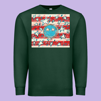 America Flag Smiley  Tumbler Premium Sweatshirt Designed By Howdyjamesfarm