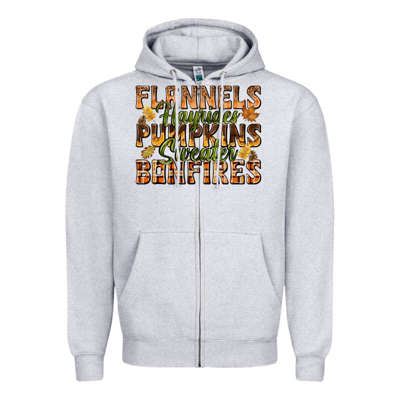Flannels Hayrides Pumpkins Zipper Hoodie by texasbilliewilder | Teevron