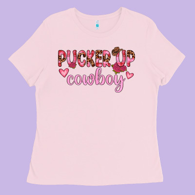 Pucker Up Cowboy Ladies Tee Designed By Jahusdesignshop