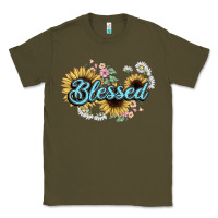 Army Green blessed Classic Tee - NancyCooperArtShop