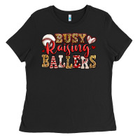 Black busy raising ballers baseball Ladies Tee - Jasminsmagicworld