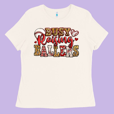 Busy Raising Ballers Baseball Ladies Tee Designed By Jasminsmagicworld