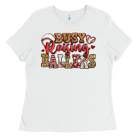 White busy raising ballers baseball Ladies Tee - Jasminsmagicworld