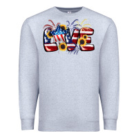 Heather Grey Love 4th of july Premium Sweatshirt - CowGirlArtShop
