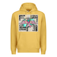 Antique Gold cancer ribbon with angel wings Premium Hoodie - CowGirlArtShop
