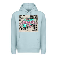 Blue Mist cancer ribbon with angel wings Premium Hoodie - CowGirlArtShop