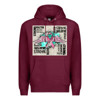 Burgundy cancer ribbon with angel wings Premium Hoodie - CowGirlArtShop