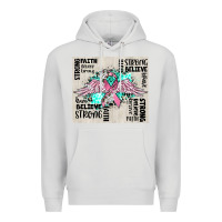 Dove Grey cancer ribbon with angel wings Premium Hoodie - CowGirlArtShop