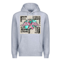 Heather Grey cancer ribbon with angel wings Premium Hoodie - CowGirlArtShop