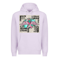 Lilac cancer ribbon with angel wings Premium Hoodie - CowGirlArtShop