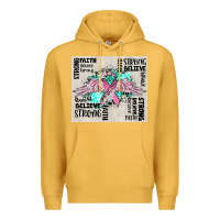 Mustard cancer ribbon with angel wings Premium Hoodie - CowGirlArtShop