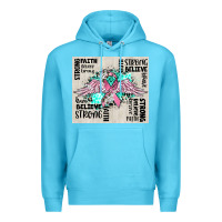 Ocean Blue cancer ribbon with angel wings Premium Hoodie - CowGirlArtShop